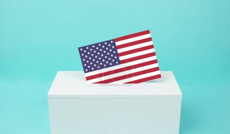 US election, ballot box, american flag, citizens of America voting president