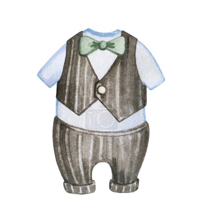 Photo for Isolated picture on a white background. Suit for a boy, painted with watercolors. - Royalty Free Image