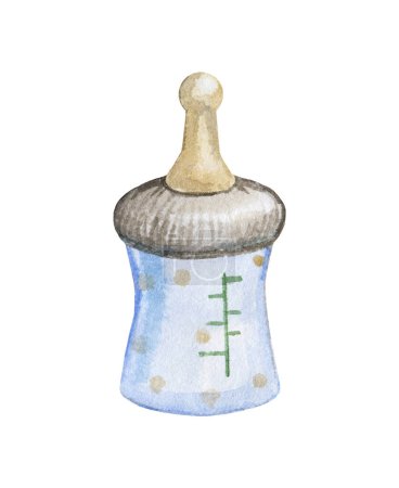 Photo for Watercolor sketch. Baby bottle. A baby bottle on a white background. - Royalty Free Image