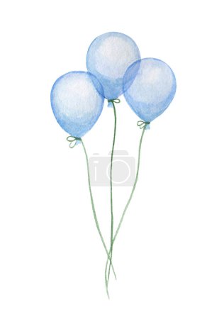 Photo for Watercolor painting. Balls in blue color on a white background. - Royalty Free Image