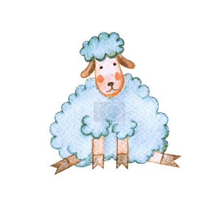 Photo for Stylized image of sheep. Funny sheep on a white background. Watercolor sketch. - Royalty Free Image