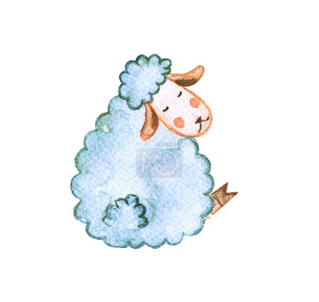 Photo for Funny sheep on a white background. Stylized image of sheep. Watercolor sketch. - Royalty Free Image