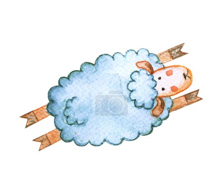 Photo for Stylized image of sheep. Funny sheep on a white background. Watercolor sketch. - Royalty Free Image