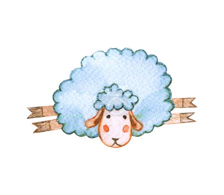 Photo for Cute sheep on a white background. Stylized image of a sheep. Watercolor sketch. - Royalty Free Image