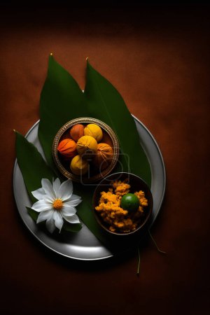 Photo pour Vivez les festivités animées d'Ugadi, le début du calendrier lunaire hindou, avec musique, danse et délicieuse nourriture. - image libre de droit