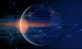 element of this images furnished by nasa, a global network of internet technology with digital web connection, 3d illustration rendering Poster #645180442