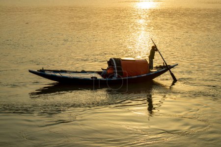 Boat in the river Ganges at Kolkata.