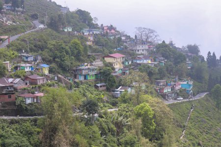 Photo for Cityscape of Kurseong hill town. Kurseong is a town and a municipality in Darjeeling district in the Indian state of West Bengal. - Royalty Free Image