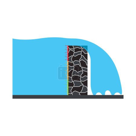 Téléchargez les illustrations : Dessin vectoriel d'illustration de symbole d'icône de barrage d'eau débordant - en licence libre de droit