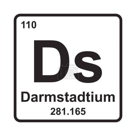 Téléchargez les illustrations : Darmstadtium élément chimique icône vectoriel illustration symbole conception - en licence libre de droit