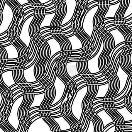 Illustration for Seamless monochrome zigzag pattern design. Abstract interlaced background. Vector art - Royalty Free Image