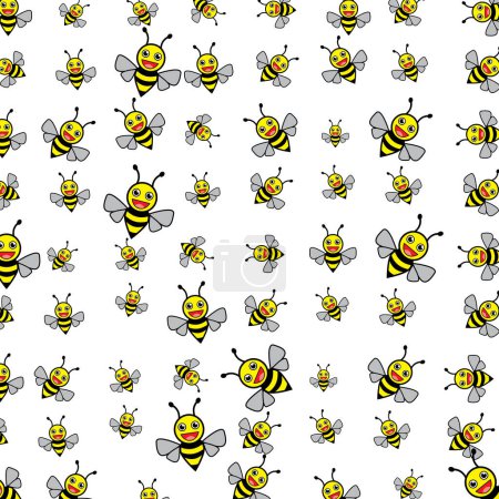 Illustration for Seamless pattern with Bee on a white background - Royalty Free Image