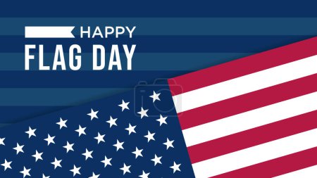 Illustration for Happy Flag Day in the June 14 USA, vector illustration, best for social media post template, greeting card,landscape orientation background etc - Royalty Free Image