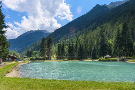 Gressoney-Saint-Jean, Italy. View of the Lake and the Gover Park. July 27, 2022.
