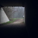 Tunnel in the shade on a foggy day