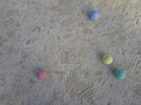 Bocce balls on a court