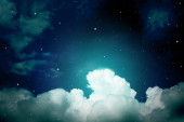 fantasy colorful night sky with cloud and stars Poster #625941348