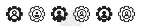 Login icon. Profile setting symbol set. Man in gear icon set. Vector illustration