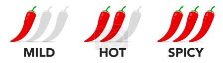 Illustration for Pepper spice level. Red chili pepper. Spicy meter. Vector illustration - Royalty Free Image