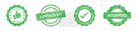 Approved stamp icons. Accepted badges. Approval and accepted stamp sticker set. Vector illustration
