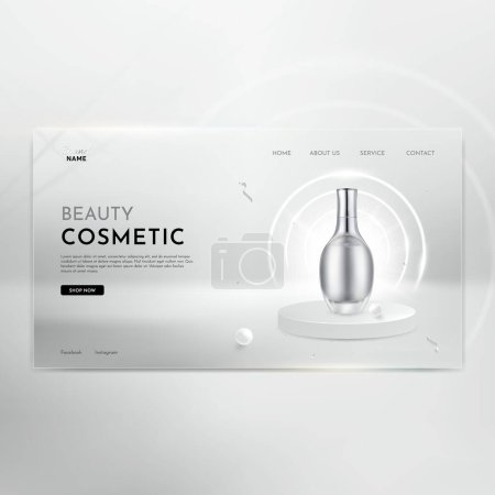 Photo for Realistic Beauty Cosmetic Product Landing Page, Vector Illustration - Royalty Free Image