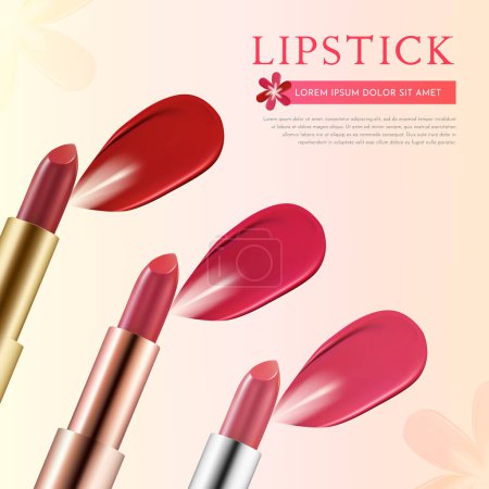 Photo for Realistic Lipstick Cosmetic Product Banner Template, Vector Illustration - Royalty Free Image
