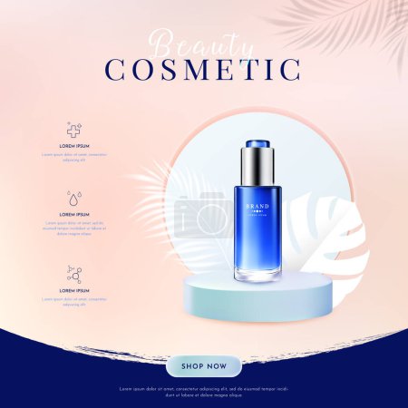 Photo for Blue Beauty Cosmetic Product on Podium Banner Template, Vector Illustration - Royalty Free Image