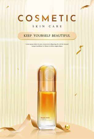 Photo for Luxury Cosmetic Product for Skin Care on Glass Background, Vector Illustration - Royalty Free Image
