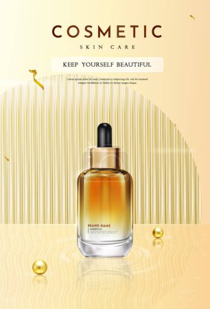 Photo for Luxury Serum Cosmetic Product for Skin Care on Glass Background, Vector Illustration - Royalty Free Image