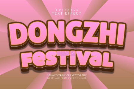 Illustration for Dongzhi festival editable text effect 3 dimension emboss cartoon style - Royalty Free Image