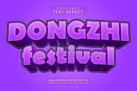 Illustration for Dongzhi festival editable text effect 3 dimension emboss cartoon style - Royalty Free Image