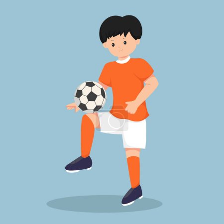 Ilustración de Niño jugando fútbol carácter diseño ilustración - Imagen libre de derechos
