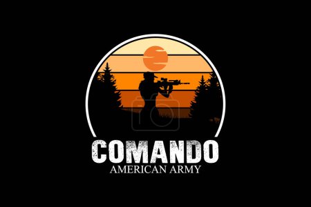 Illustration for Commando American Army Retro Design Landscape - Royalty Free Image
