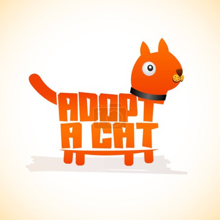 Illustration for Adopt a Cat, design with Cat shape, adoption message. - Royalty Free Image