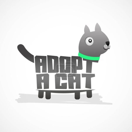 Illustration for Adopt a Cat, design with Cat shape, adoption message. - Royalty Free Image