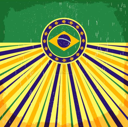 Illustration for Brasil vintage patriotic poster, card vector design, brazilian holiday decoration - Royalty Free Image