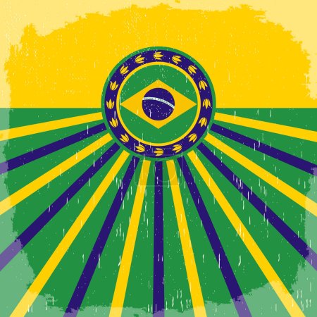 Illustration for Brasil vintage patriotic poster, card vector design, brazilian holiday decoration - Royalty Free Image