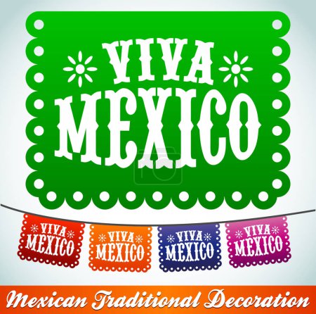 Illustration for Viva Mexico, Mexican holiday decoration elements vector illustration. - Royalty Free Image