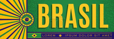 Brasil patriotic banner design, typographic vector illustration, brazilian flag colors