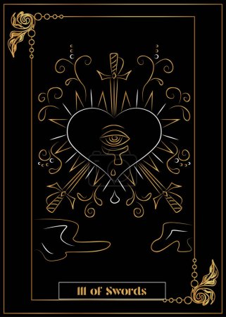 the illustration - card for tarot - III of Swords.