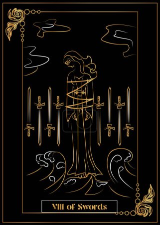 la ilustración - la tarjeta para el tarot - VIII de las Espadas.
