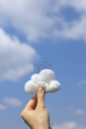Photo for Cotton wool on blue cloud sky background - Royalty Free Image