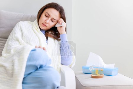 Photo for Sick woman resting at home - Royalty Free Image