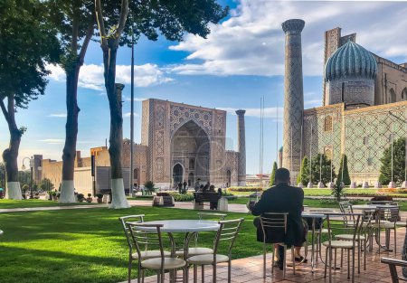 Photo for People enjoying the view of Registan Square, Samarkand, Uzbekistan - Royalty Free Image