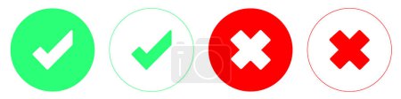 Validation and refusal icons. Green check mark and red cross mark