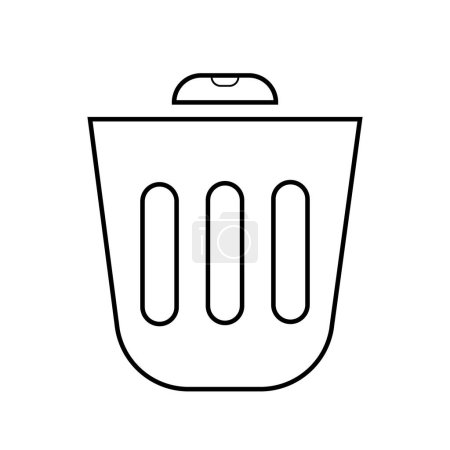 Dustbin or trash bin icon. Garbage container bucket sign. Recyclable trash can or rubbish bin. Delete sign.