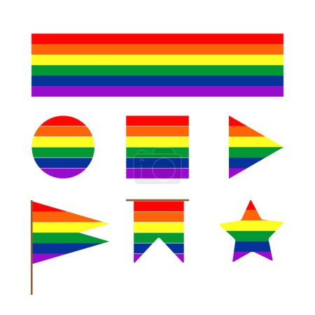 Diferentes banderas de rayas de arco iris de colores. LGTB.