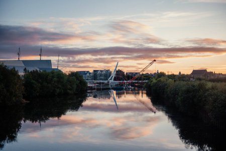 Téléchargez les photos : Glasgow, Royaume-Uni, 23 avril 2023, Nouveau pont Partick en construction pour relier Govan sur la rivière Clyde - en image libre de droit
