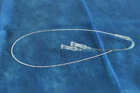 Photo for Umbilical catheter in a sterile surface. Two acess umbilical catheter - Royalty Free Image