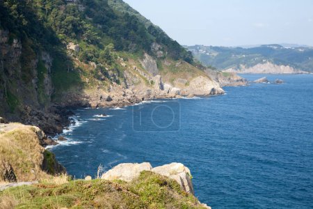 Photo for Cape santa catalina cliffs landscape, Spain. Gulf of biscay. Spanish landscape - Royalty Free Image